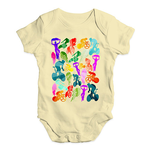 Funny Baby Clothes Cycling Rainbow Collage Baby Unisex Baby Grow Bodysuit 6-12 Months Lemon