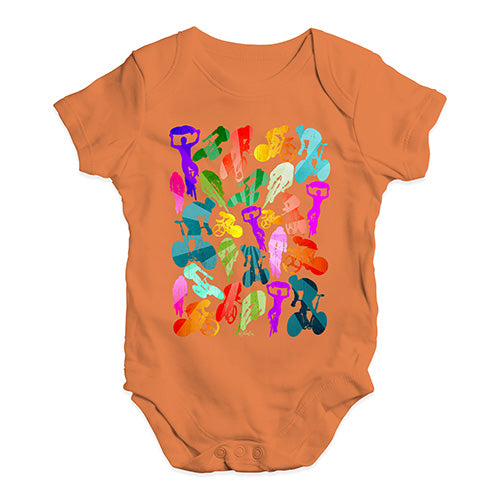 Funny Infant Baby Bodysuit Onesies Cycling Rainbow Collage Baby Unisex Baby Grow Bodysuit 18-24 Months Orange