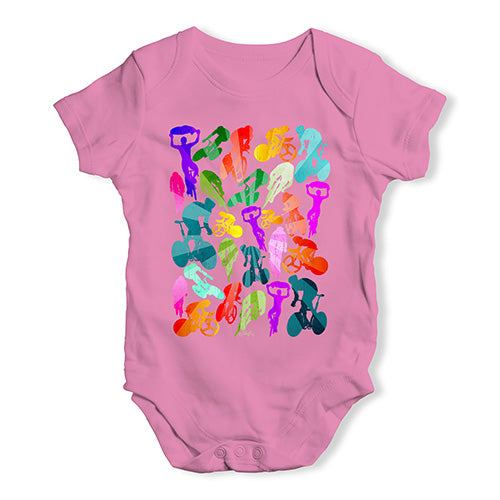 Baby Boy Clothes Cycling Rainbow Collage Baby Unisex Baby Grow Bodysuit 18-24 Months Pink