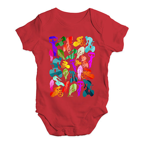 Bodysuit Baby Romper Cycling Rainbow Collage Baby Unisex Baby Grow Bodysuit 12-18 Months Red