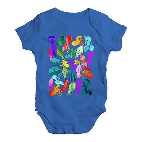 Baby Grow Baby Romper Cycling Rainbow Collage Baby Unisex Baby Grow Bodysuit 18-24 Months Royal Blue