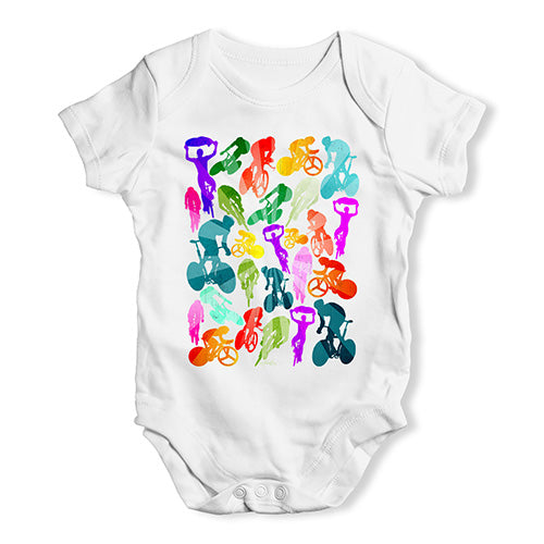 Funny Baby Clothes Cycling Rainbow Collage Baby Unisex Baby Grow Bodysuit 0-3 Months White