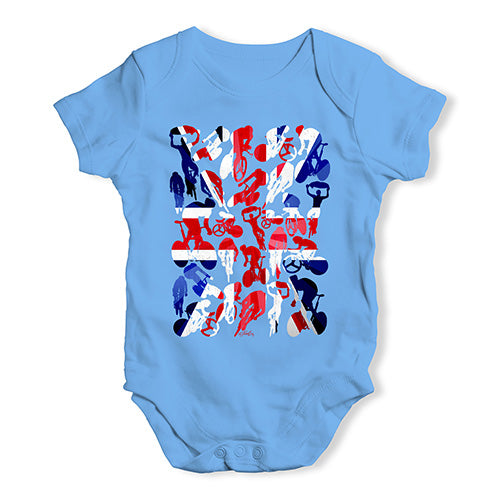 Cute Infant Bodysuit GB Cycling Silhouette Baby Unisex Baby Grow Bodysuit Newborn Blue