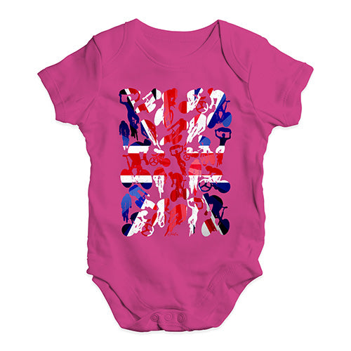Babygrow Baby Romper GB Cycling Silhouette Baby Unisex Baby Grow Bodysuit 0-3 Months Cerise PInk