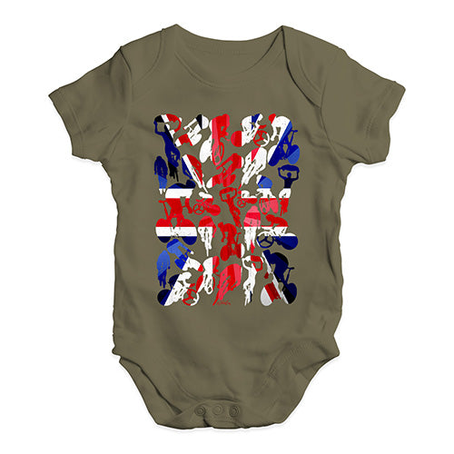Funny Baby Onesies GB Cycling Silhouette Baby Unisex Baby Grow Bodysuit 3-6 Months Khaki