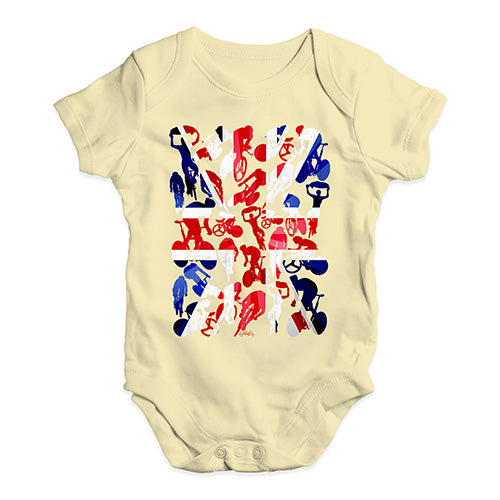 Funny Infant Baby Bodysuit Onesies GB Cycling Silhouette Baby Unisex Baby Grow Bodysuit 12-18 Months Lemon