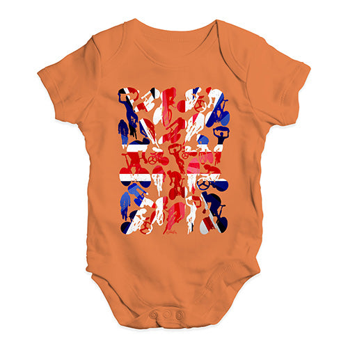 Baby Grow Baby Romper GB Cycling Silhouette Baby Unisex Baby Grow Bodysuit 0-3 Months Orange