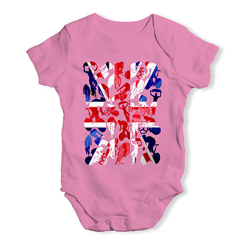 Funny Baby Bodysuits GB Cycling Silhouette Baby Unisex Baby Grow Bodysuit 0-3 Months Pink