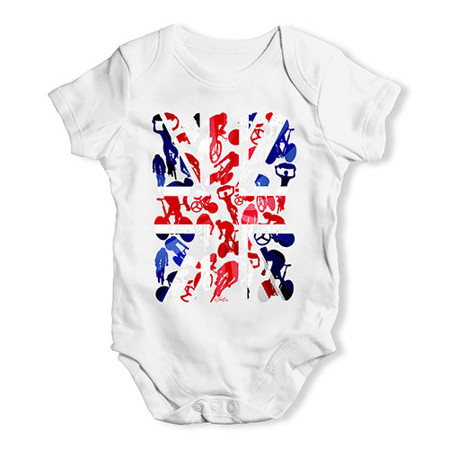 Cute Infant Bodysuit GB Cycling Silhouette Baby Unisex Baby Grow Bodysuit 6-12 Months White