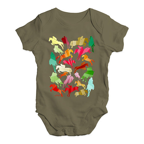 Funny Baby Bodysuits Show Jumping Rainbow Collage Baby Unisex Baby Grow Bodysuit Newborn Khaki