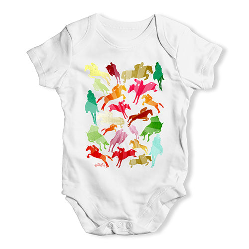 Funny Infant Baby Bodysuit Onesies Show Jumping Rainbow Collage Baby Unisex Baby Grow Bodysuit 3-6 Months White