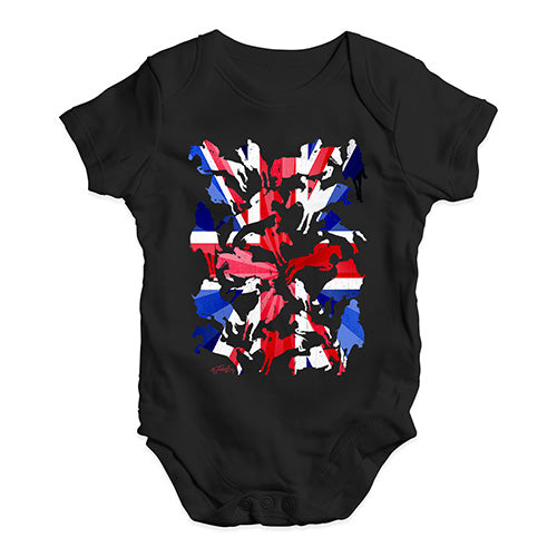 Funny Infant Baby Bodysuit Onesies GB Show Jumping Silhouette Baby Unisex Baby Grow Bodysuit 0-3 Months Black