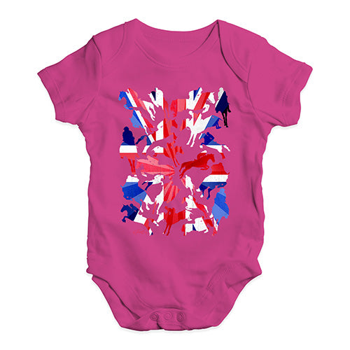 Baby Grow Baby Romper GB Show Jumping Silhouette Baby Unisex Baby Grow Bodysuit 12-18 Months Cerise PInk
