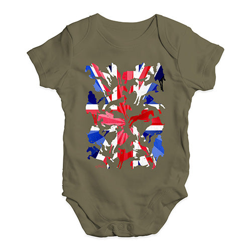 Funny Baby Clothes GB Show Jumping Silhouette Baby Unisex Baby Grow Bodysuit 12-18 Months Khaki