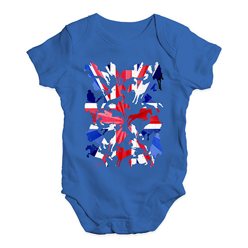 Babygrow Baby Romper GB Show Jumping Silhouette Baby Unisex Baby Grow Bodysuit 3-6 Months Royal Blue