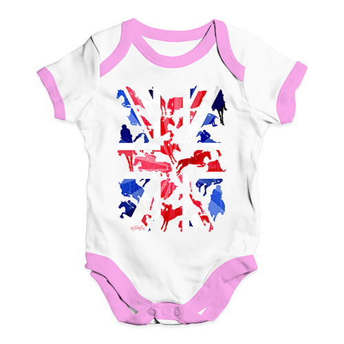 Funny Baby Bodysuits GB Show Jumping Silhouette Baby Unisex Baby Grow Bodysuit 12-18 Months White Pink Trim