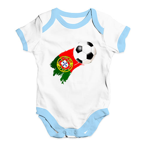 Funny Baby Clothes Portugal Football Soccer Baby Unisex Baby Grow Bodysuit 3-6 Months White Blue Trim