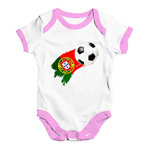 Funny Baby Clothes Portugal Football Soccer Baby Unisex Baby Grow Bodysuit Newborn White Pink Trim