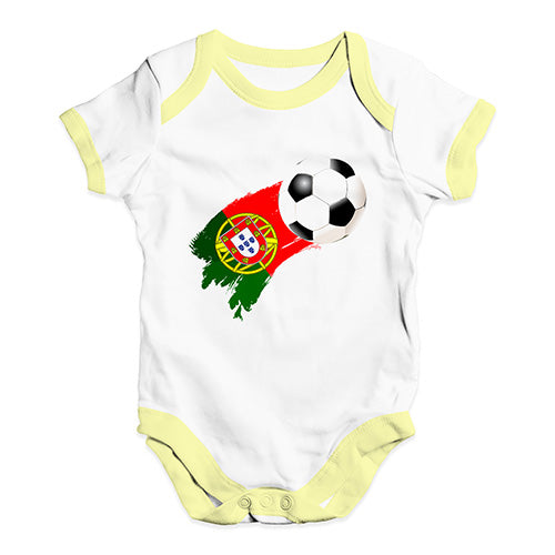 Funny Infant Baby Bodysuit Onesies Portugal Football Soccer Baby Unisex Baby Grow Bodysuit 12-18 Months White Yellow Trim