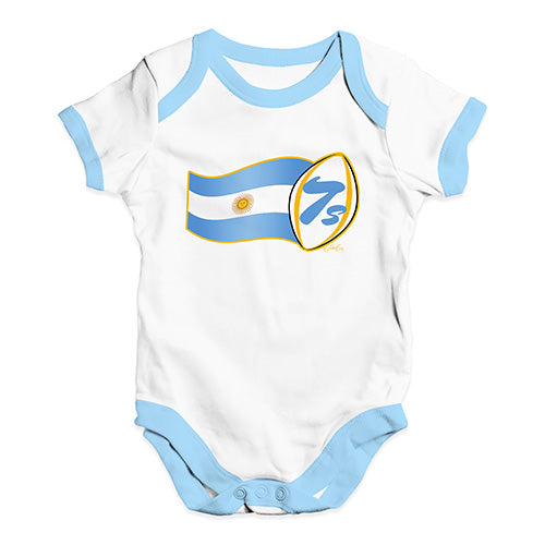 Cute Infant Bodysuit Rugby 7S Argentina Baby Unisex Baby Grow Bodysuit 12-18 Months White Blue Trim