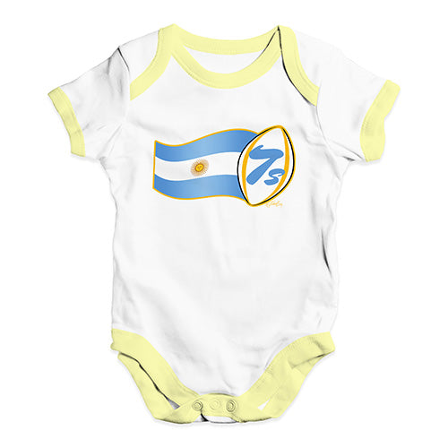 Funny Baby Clothes Rugby 7S Argentina Baby Unisex Baby Grow Bodysuit Newborn White Yellow Trim