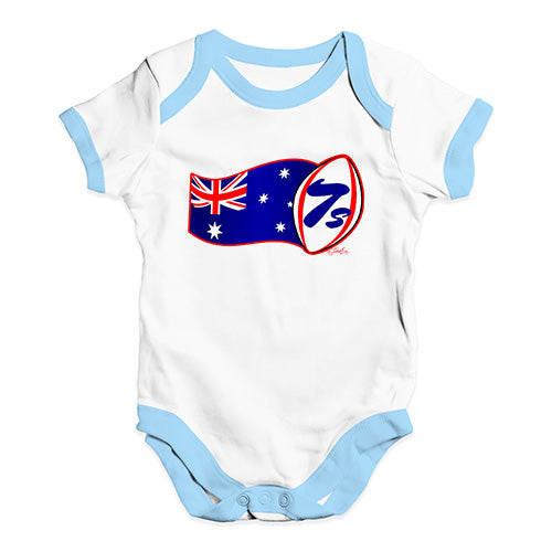 Baby Onesies Rugby 7S Australia Baby Unisex Baby Grow Bodysuit 0-3 Months White Blue Trim