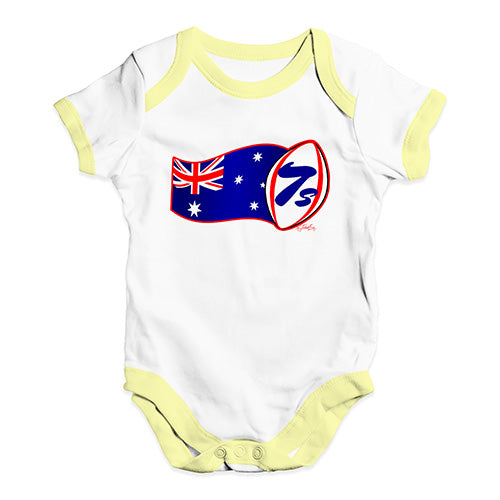 Funny Baby Clothes Rugby 7S Australia Baby Unisex Baby Grow Bodysuit 6-12 Months White Yellow Trim