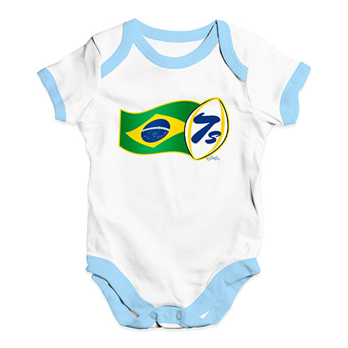 Funny Baby Clothes Rugby 7S Brazil Baby Unisex Baby Grow Bodysuit 12-18 Months White Blue Trim