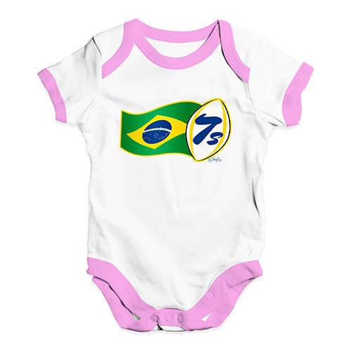 Bodysuit Baby Romper Rugby 7S Brazil Baby Unisex Baby Grow Bodysuit 0-3 Months White Pink Trim