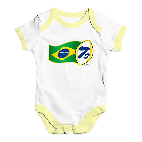 Funny Infant Baby Bodysuit Rugby 7S Brazil Baby Unisex Baby Grow Bodysuit 12-18 Months White Yellow Trim