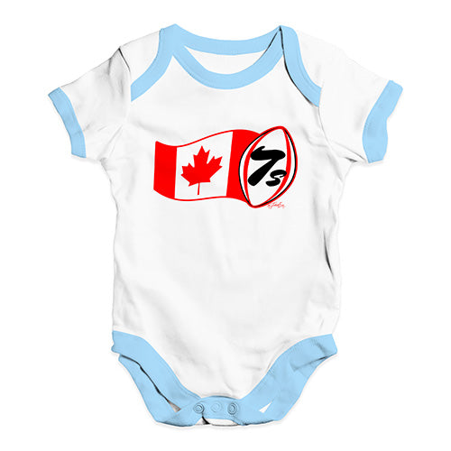 Funny Infant Baby Bodysuit Rugby 7S Canada Baby Unisex Baby Grow Bodysuit 0-3 Months White Blue Trim