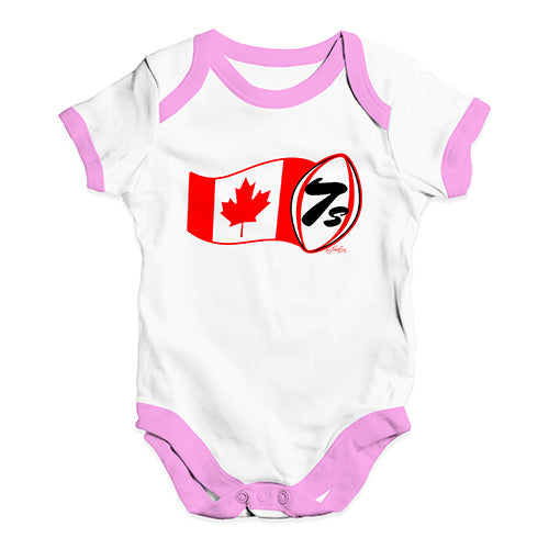 Baby Onesies Rugby 7S Canada Baby Unisex Baby Grow Bodysuit 6-12 Months White Pink Trim