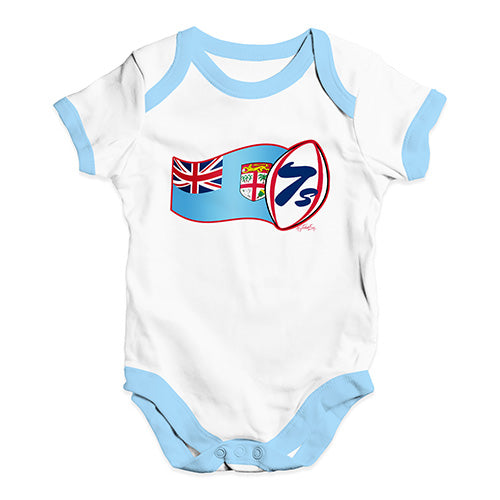 Baby Grow Baby Romper Rugby 7S Fiji Baby Unisex Baby Grow Bodysuit 3-6 Months White Blue Trim