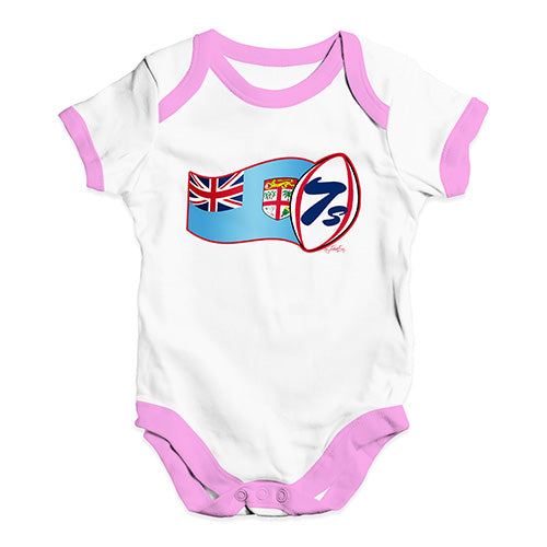 Funny Baby Bodysuits Rugby 7S Fiji Baby Unisex Baby Grow Bodysuit 6-12 Months White Pink Trim