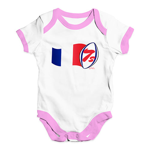 Baby Girl Clothes Rugby 7S France Baby Unisex Baby Grow Bodysuit 18-24 Months White Pink Trim