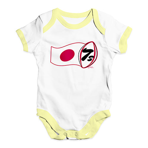 Cute Infant Bodysuit Rugby 7S Japan Baby Unisex Baby Grow Bodysuit 18-24 Months White Yellow Trim
