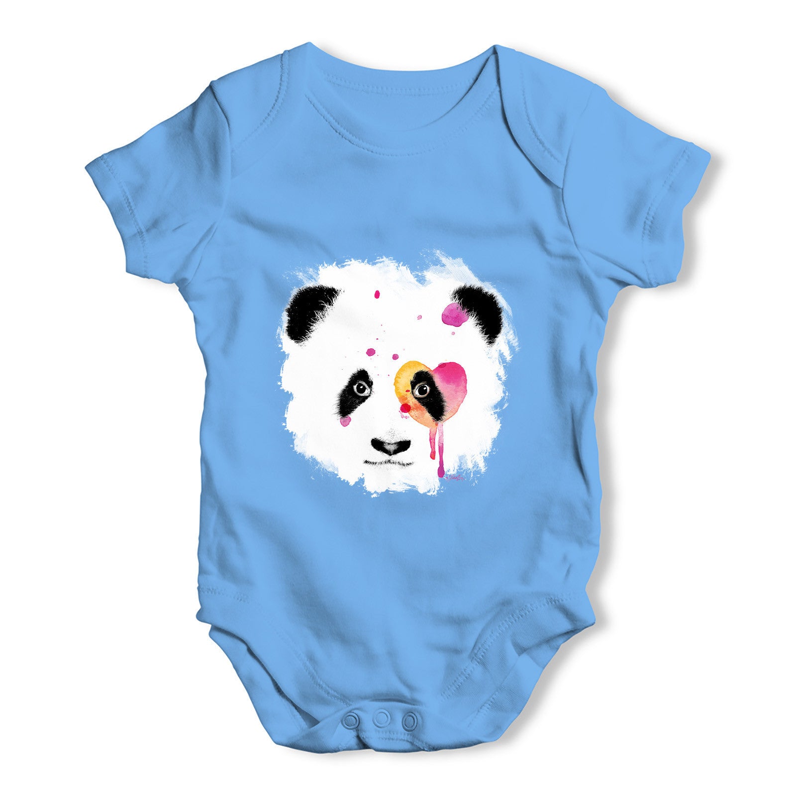 Watercolour Panda Face Baby Grow Bodysuit