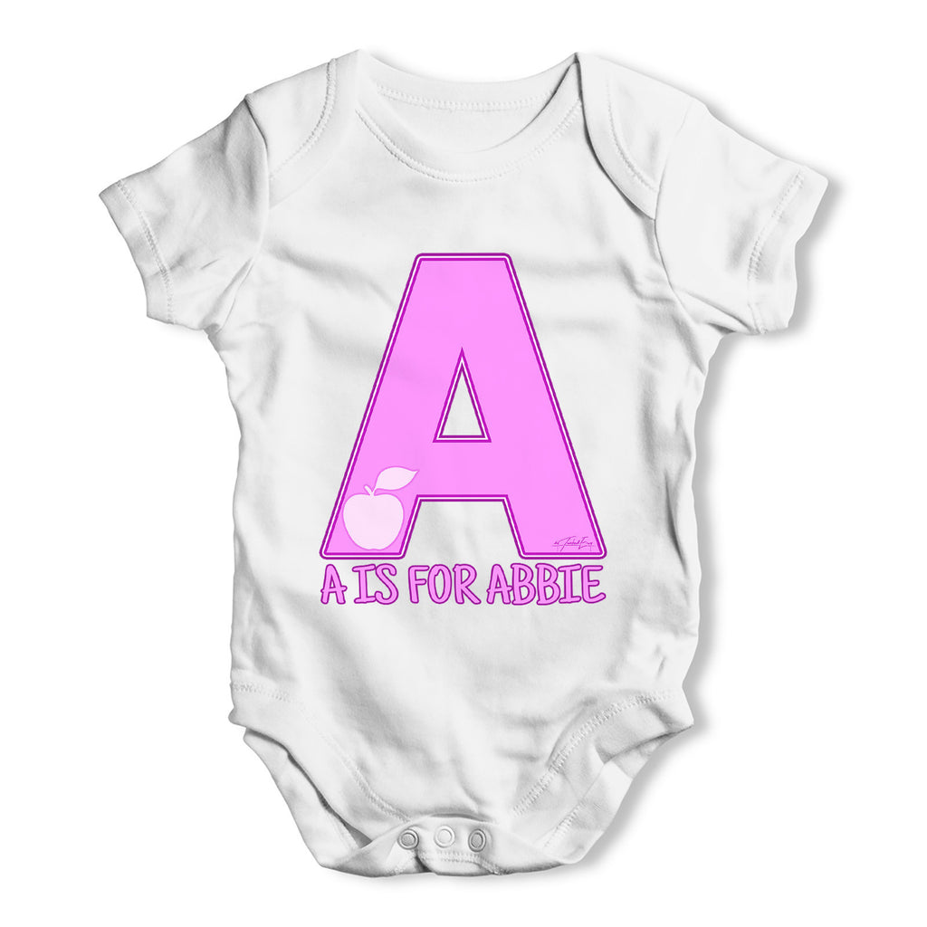 Personalised Letter A Baby Grow Bodysuit