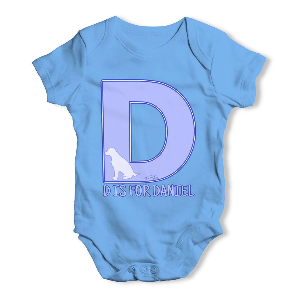 Personalised Letter D Baby Grow Bodysuit