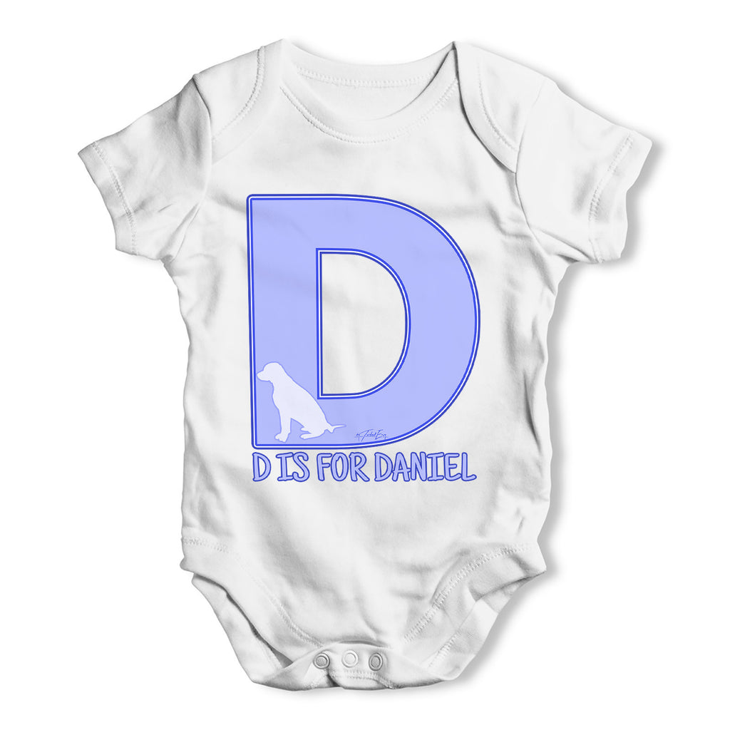 Personalised Letter D Baby Grow Bodysuit
