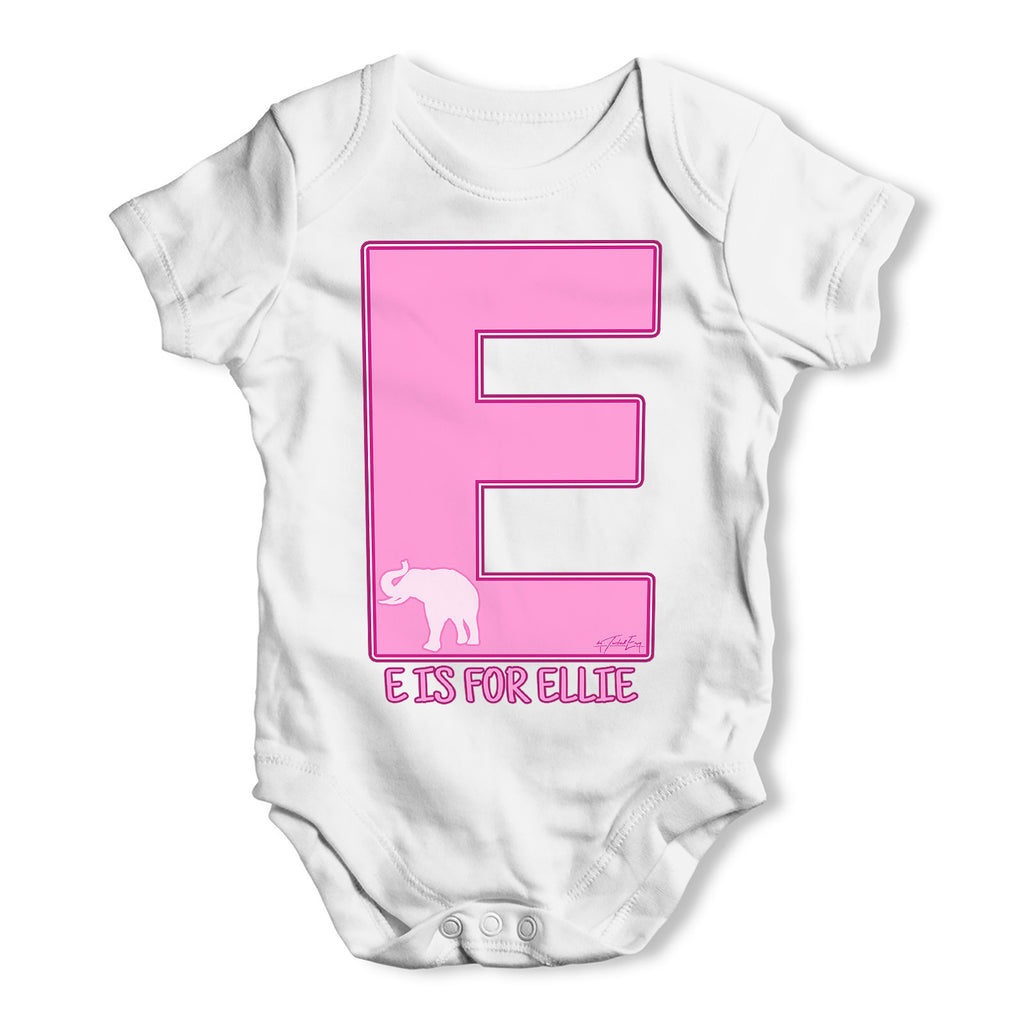 Personalised Letter E Baby Grow Bodysuit
