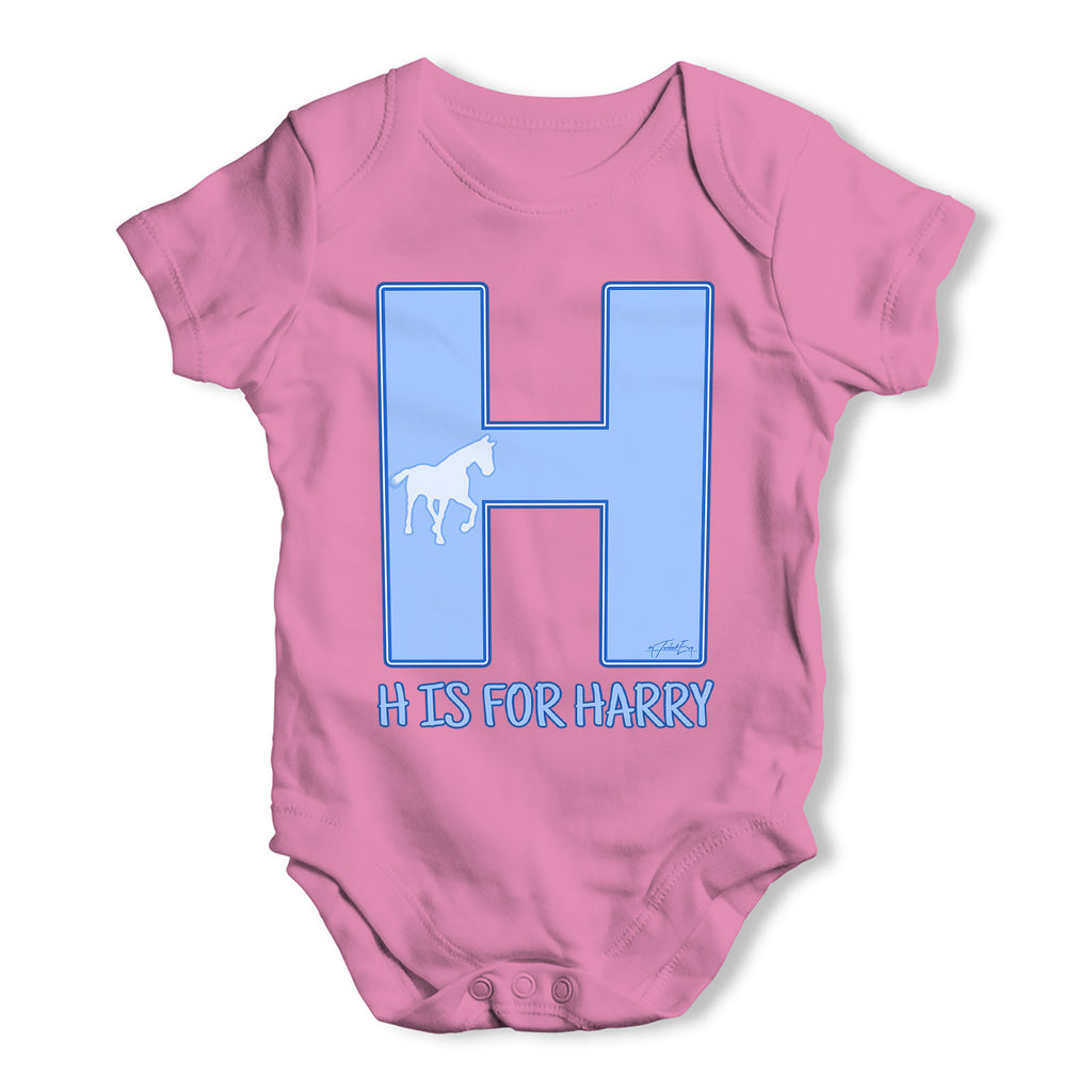 Personalised Letter H Baby Grow Bodysuit