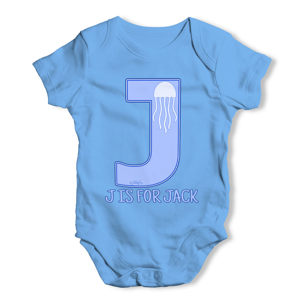 Personalised Letter J Baby Grow Bodysuit