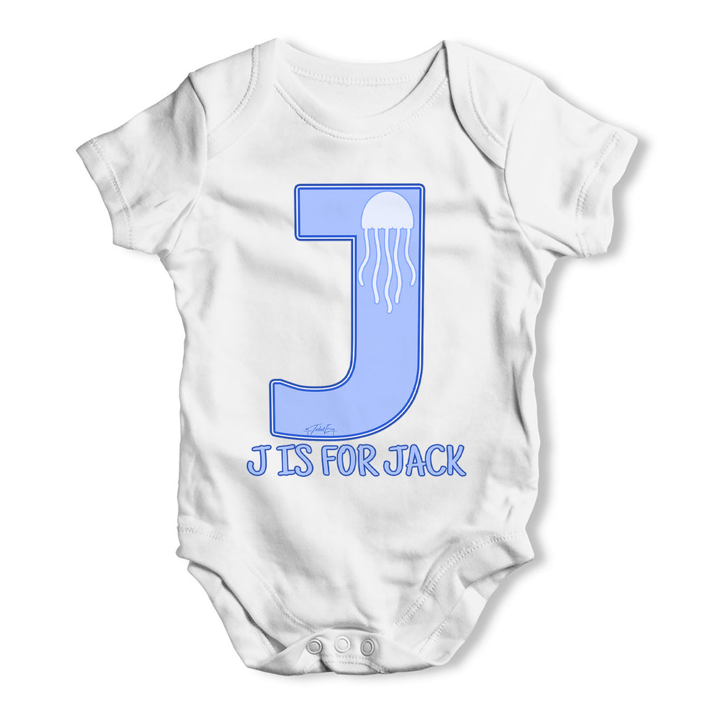 Personalised Letter J Baby Grow Bodysuit