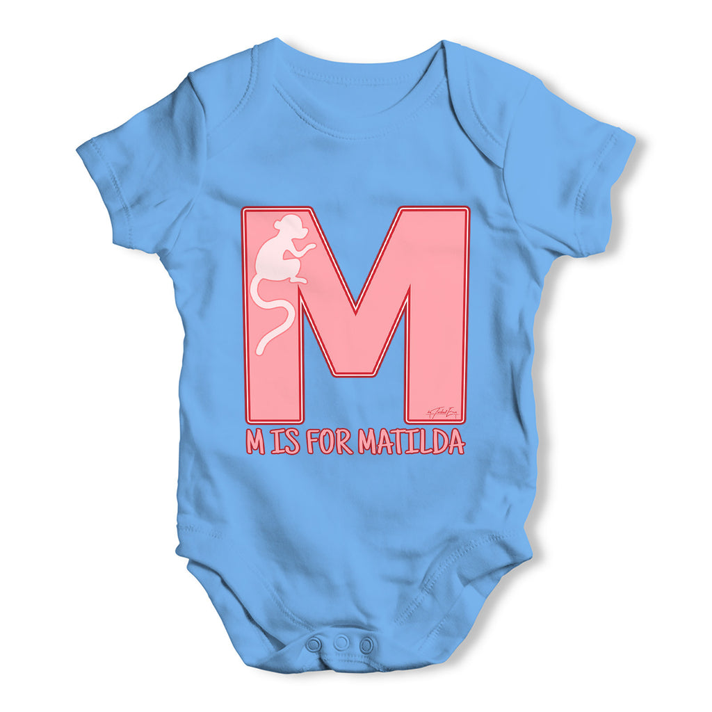 Personalised Letter M Baby Grow Bodysuit
