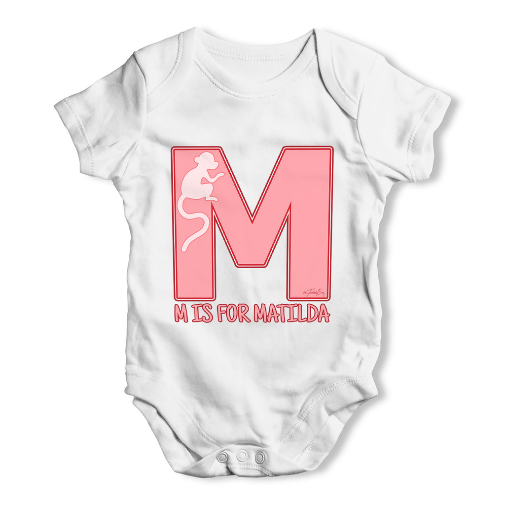 Personalised Letter M Baby Grow Bodysuit