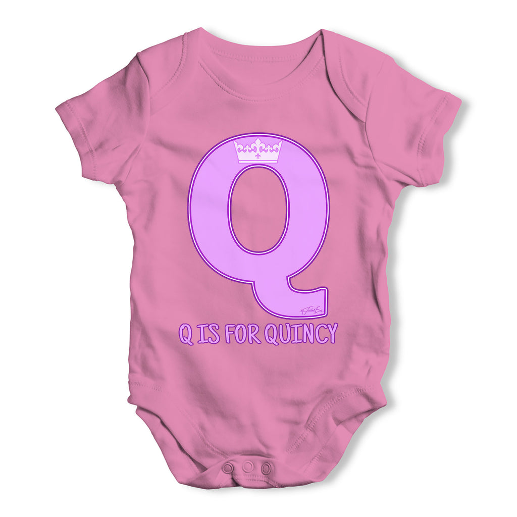 Personalised Letter Q Baby Grow Bodysuit