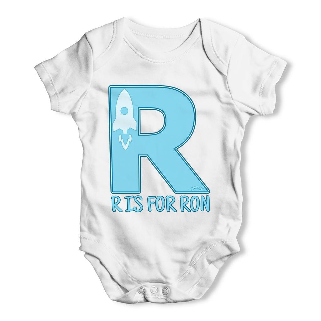Personalised Letter R Baby Grow Bodysuit