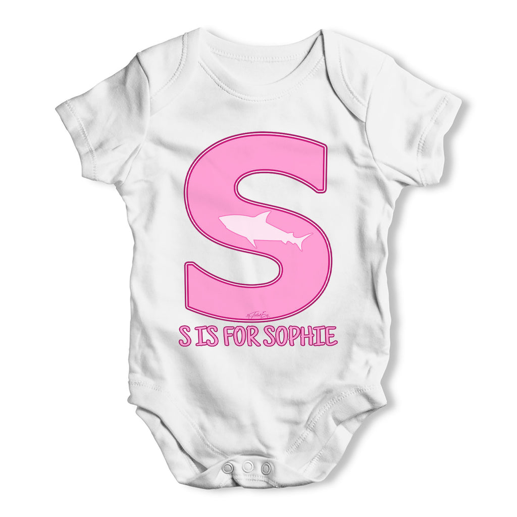 Personalised Letter S Baby Grow Bodysuit