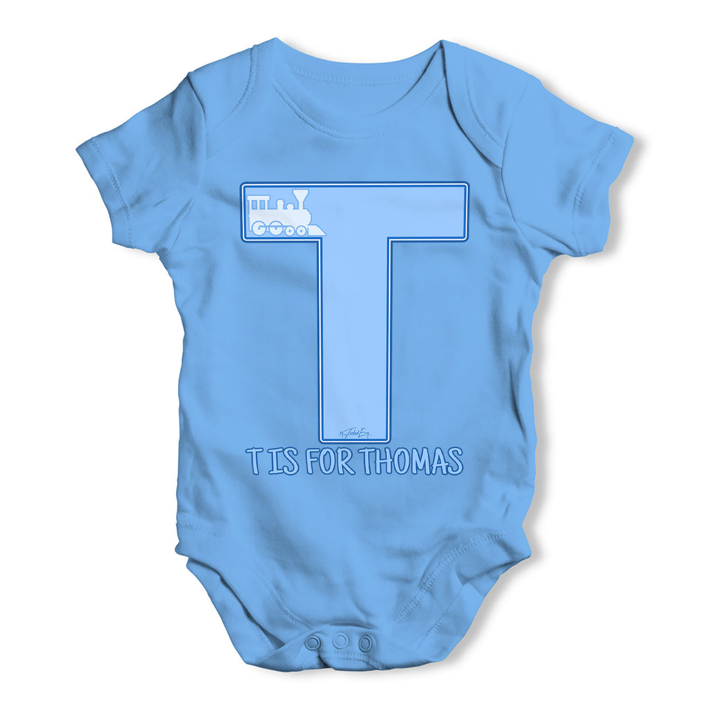 Personalised Letter T Baby Grow Bodysuit